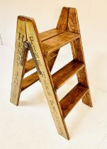 FOLDING STEPS, inscribed to edges 'Henry Jameson, Fine Herb Producer', 82cm high, 42cm wide, 58cm