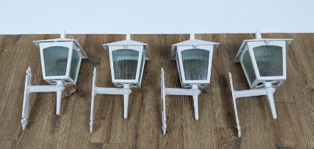 ELSTEAD LANTERN WALL LIGHTS, a set of four, white painted, each measuring 43cm high, 18cm wide, (4)