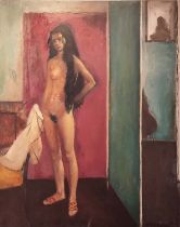 HENRY HOLT, 'Nude study', oil on canvas, 91cm x 72cm.