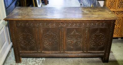 COFFER, 71cm H x 149cm W x 59cm D, Charles II oak.