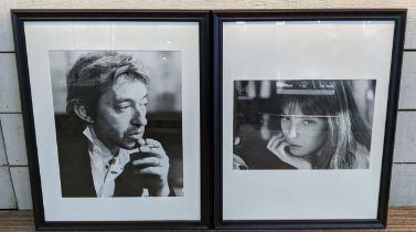 PHOTOPRINTS, a pair, Serge Gainsbourg and Jane Birkin, each 65cm x 82cm H including frame. (2)