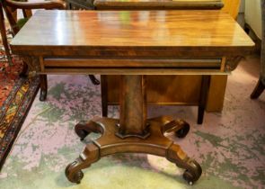 CARD TABLE, 74cm H x 92cm W x 46cm D, George IV mahogany, circa 1830 with green baize hinged top.