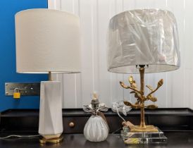 PORTA ROMANA TABLE LAMP, 21cm H, together with a flambeau table lamp, 68cm H and one other by West