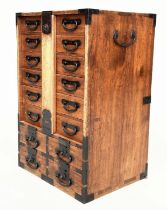 TANSU CHEST, late 19th century Meiji Paulownia wood with ten drawers, 44cm x 35cm x 68cm H.