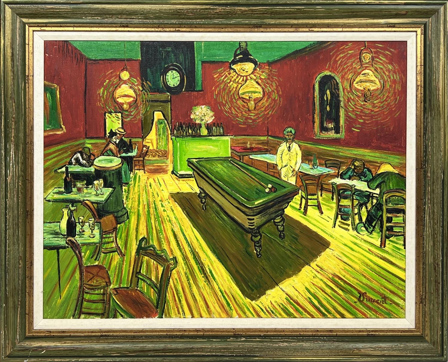 AFTER VINCENT VAN GOGH (1853-1890), 'The Night Café', oil on canvas, 76cm x 95cm, framed.