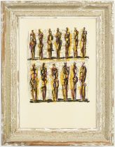 HENRY MOORE, Thirteen Standing Figures 1958, Lithograph bears a Henry Moore watermark, French