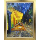 AFTER VINCENT VAN GOGH (1853-1890), 'Cafè Terrace at Night', oil on canvas, 92cm x 72cm, framed.