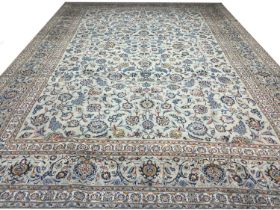 FINE JADE KURK KASHAN CARPET, 418cm x 313cm.