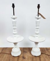 JULIAN CHICHESTER KATHRYN'S CANDLESTICK TABLE LAMPS, a pair, faux gesso finish, 85cm H approx. (2)
