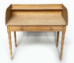 FAUX BAMBOO WRITING TABLE, early 19th century Regency sepia and black line painted with 3/4 gallery,