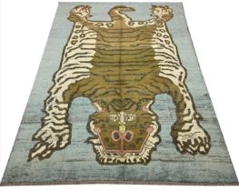 FINE TIBETAN TIGER CARPET, 301cm x 209cm.