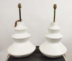 JULIAN CHICHESTER CIRCUS TABLE LAMPS, a pair, faux white gesso finish, 52cm H approx. (2)