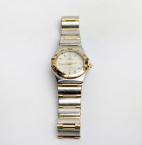 OMEGA CONSTELLATION LADIES WATCH, stainless steel/gold plated, 56438865 to back, 6553/865 to strap.