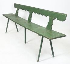 HUNGARIAN FOLK ART BENCH, circa 1880, painted pine, 83cm H x 232cm x 33cm.