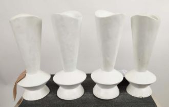 JULIAN CHICHESTER TENAVA VASES, 35cm high, 14cm diameter, a set of four, faux white gesso finish,