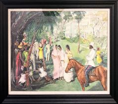 IVY ATTWELL(1895-1985), 'Garden party, Barbados', watercolour, signed, framed.