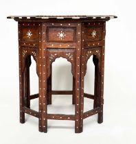 HOSHIARPUR OCCASIONAL TABLE, 19th century North Indian, octagonal bone and ebony inset with