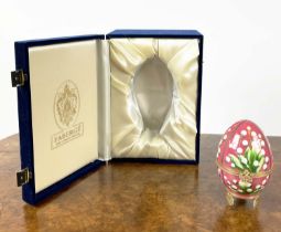 FABERGE EGG NO. 85, boxed ceramic opening to reveal enamel foliate display in original blue box,