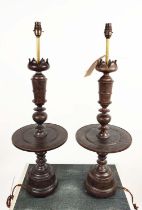 JULIAN CHICHESTER KATHRYN'S CANDLESTICK TABLE LAMPS, 82cm high, 28cm diameter, a pair. (2)