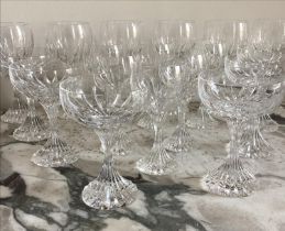 BACCARAT DRINKING GLASSES, Baccarat 'Messena', six large wine, six smaller, six champagne coupes, 18