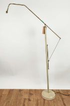 FLOOR LAMP, in leather, adjustable, mid century style, approx 167cm H.