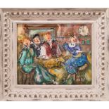 MERICK MICHAUD (French, b.1954), 'La belle du cafè', oil on canvas, 38cm x 46cm, framed.