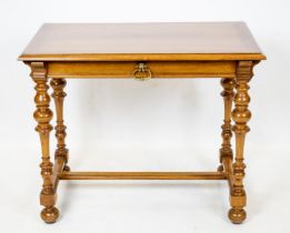 WRITING TABLE, 73cm H x 90cm W x 55cm D, 19th century Continental walnut with frieze drawer.