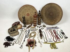 AFRICAN TRIBAL ITEMS, various including a West African bronze Manilla (money) and ankle bracelet two