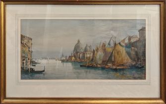 HUBERT JAMES MEDLYCOTT (1841-1920), 'Venice', watercolour, signed and dated 1891, 34cm x 73cm,