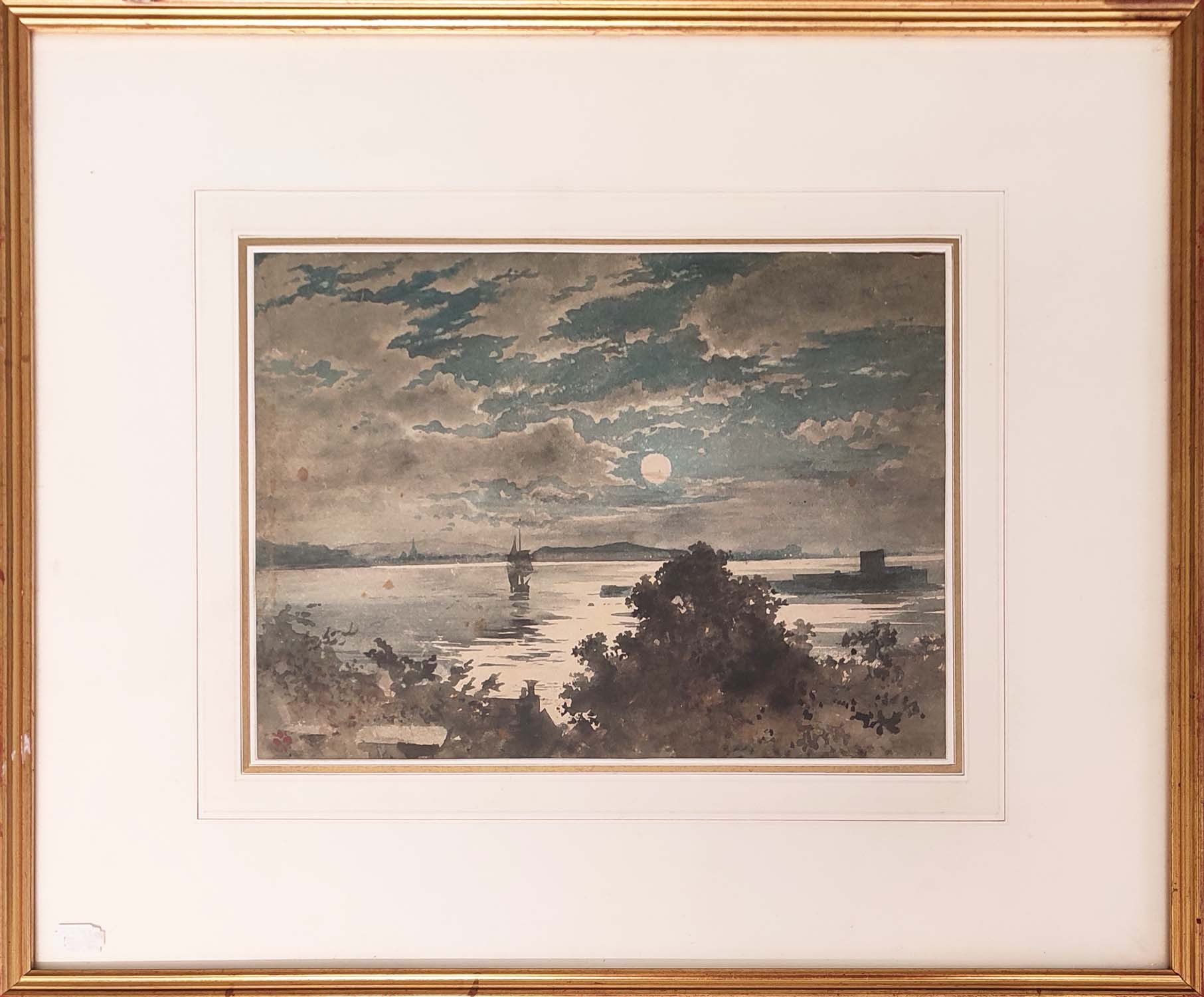 MANNER OF ABRAHAM PETHER (1756-1812), 'Nocturne Shipping Scene', watercolour, 48cm x 59cm,