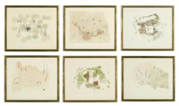 JOAN MIRO, Abstract set of 6 lithographs from Trace Sur I’Eau (Trace on the watercolour) Ref: