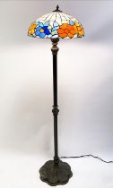 TIFFANY STYLE STAINED GLASS STANDARD LAMP, 160cm.