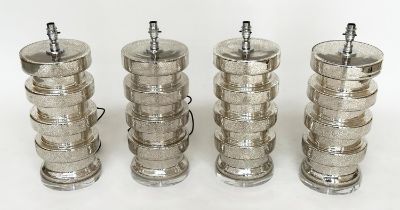 TABLE LAMPS, a set of four, Venetian style silvered mirrored glass, 56cm H. (4)