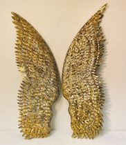 ANGEL WINGS WALL RELIEFS, a pair, gilt metal, 91cm x 100cm. (2)