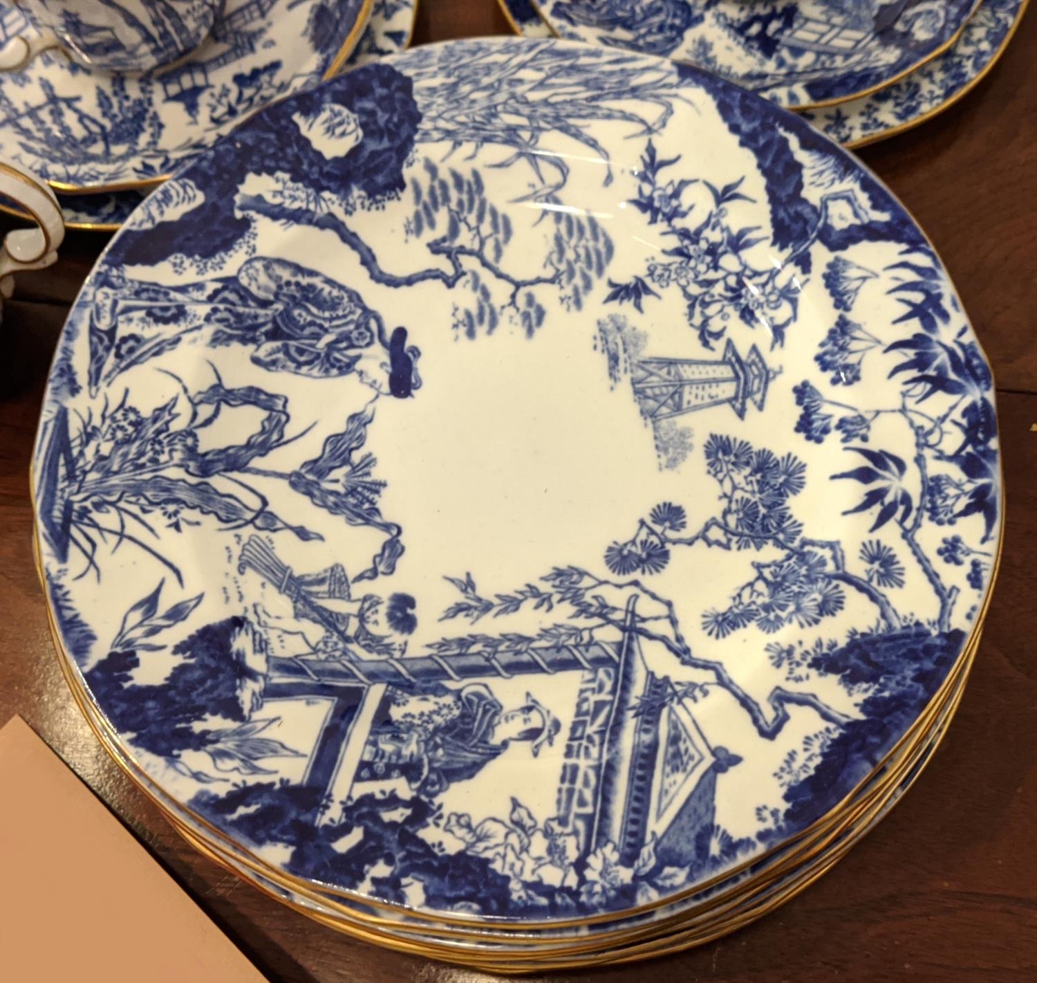 A ROYAL CROWN DERBY 'MIKADO' PART TEA SET, comprising approx. six cups, five saucers, four side - Image 8 of 10
