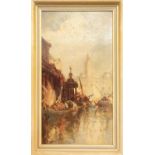 FRANK WASLRY, 'Venice', oil on board, 50cm x 26cm, framed. (purchased from Bonhams 17 Nov 1998)