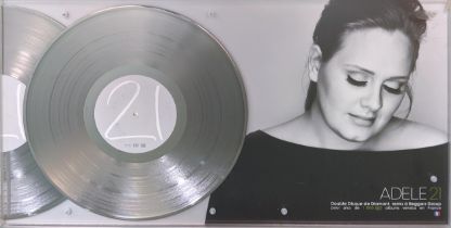 ADELE RARE FRENCH OFFICIAL AWARD FOR 1 MILLION SALES OF '21', 32cm x 60cm.