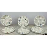 MINTONS OYSTER PLATES, a set of six, 19th century Japonaisme decoration, stamped mintons with kite