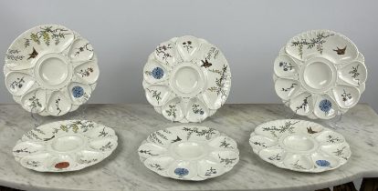 MINTONS OYSTER PLATES, a set of six, 19th century Japonaisme decoration, stamped mintons with kite