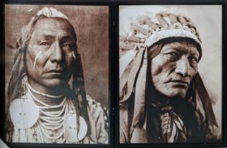 PHOTOPRINTS OF TWO NATIVE AMERICAN GENTLEMEN, framed, only one with glazing, 90cm H x 73cm W