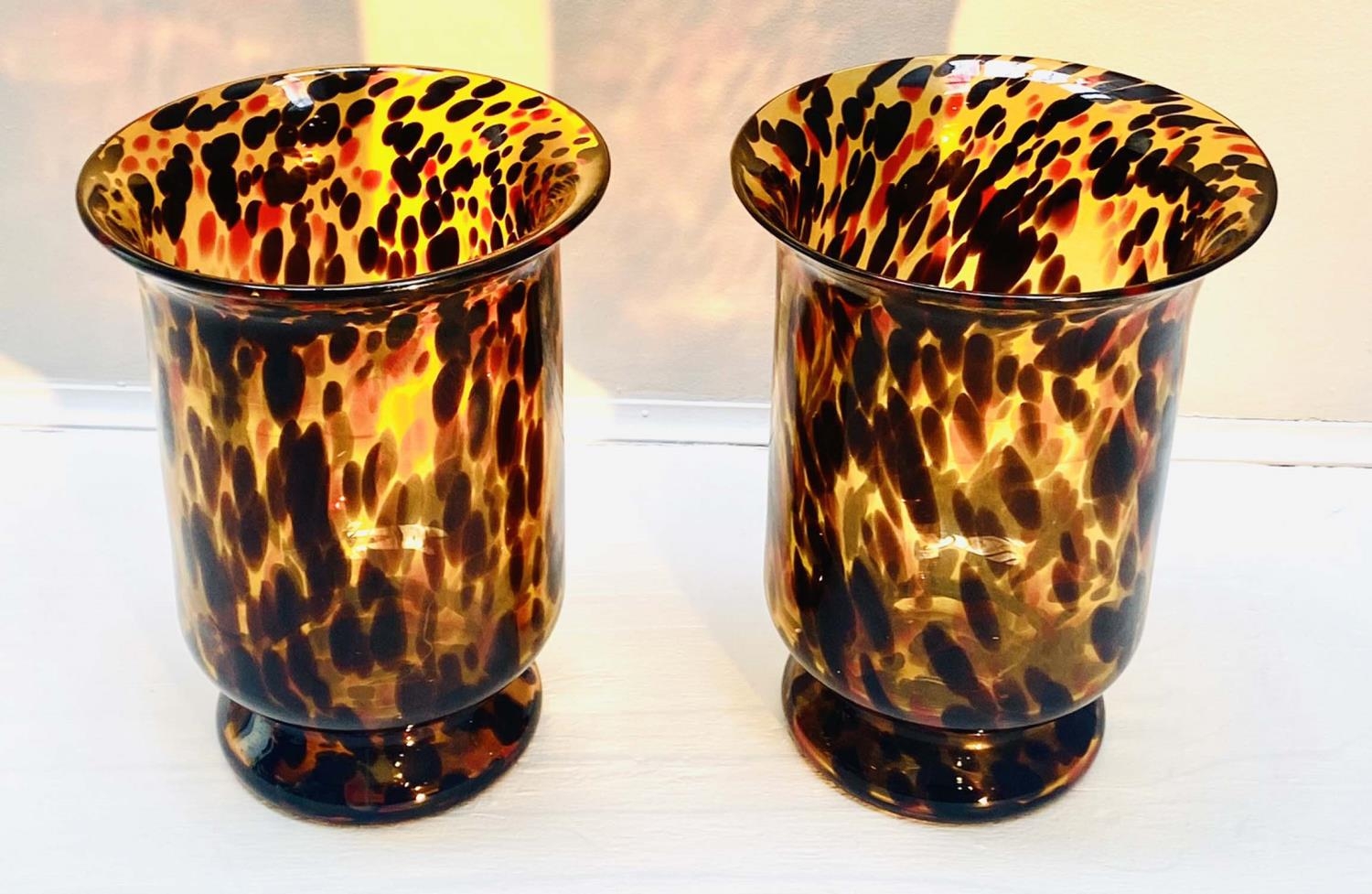 VASES, a pair, 30cm high, 22cm diameter, Murano style tortoiseshell glass. (2) - Image 7 of 7