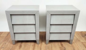 SIDE CHESTS, a pair, bevelled glass finish with faux shagreen effect, 45.5cm x 30.5cm x 60cm. (2)