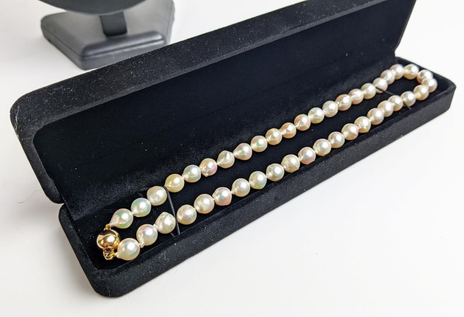 CULTURED PEARL SINGLE STRAND NECKLACE, each pearl of round irregular form, 8mm diam approx, 14ct - Image 5 of 5