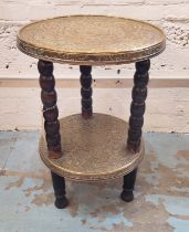 BRASS CHINESE STYLE OCCASIONAL TABLE, with undertier, 45cm W x 66cm H.