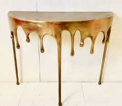 CONSOLE TABLE, 76cm high, 90cm wide, 34cm deep, in a dripping gilt metal design.
