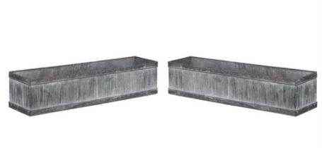 TROUGH PLANTERS, a pair, 20cm high, 90cm long, 20cm deep, ribbed design. (2)