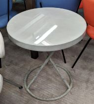AUBAGNAC NICHOLAS ALADDIN SIDE TABLE, circular grey top on a painted metal base, 66cm H x 60cm.
