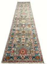 CONTEMPORARY BAKSHAISH DESIGN LONG RUNNER, 394cm x 80cm.