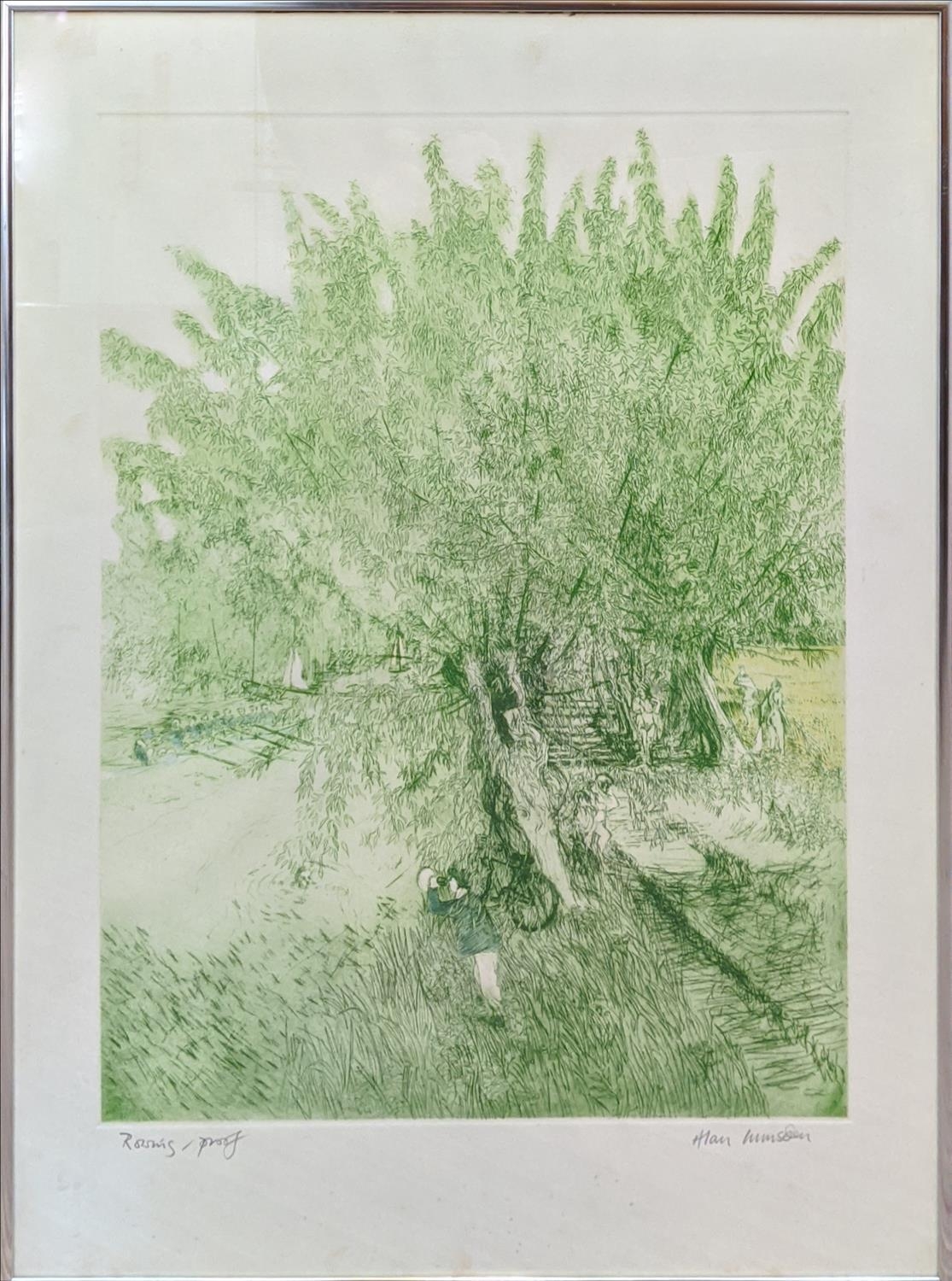 ALAN LUMSDEN 'Rowing proof', lithograph, framed, 70cm x 52cm.