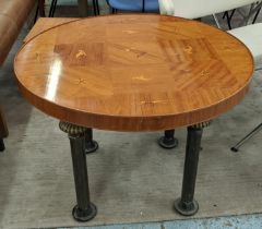 CENTRE TABLE, vintage Swedish with an inlaid circular top with parquet and marquetry detail,
